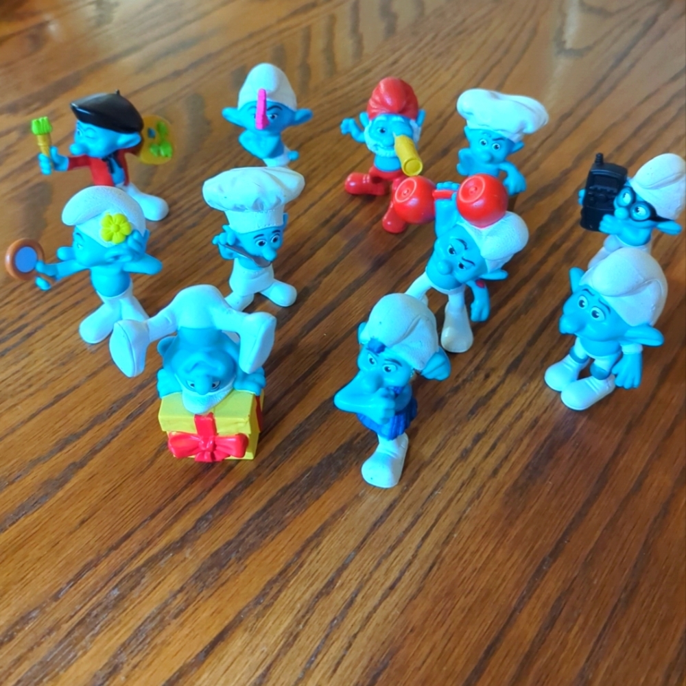 Vintage SMURFS Figures Lot of 11 McDonald's Happy Meal Toy 1980/2011 Collectable